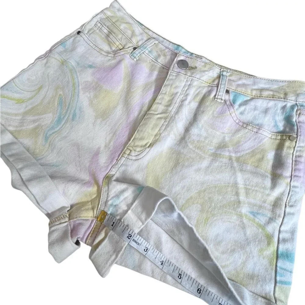 Tinseltown high waist pastel swirl jean shorts size 9